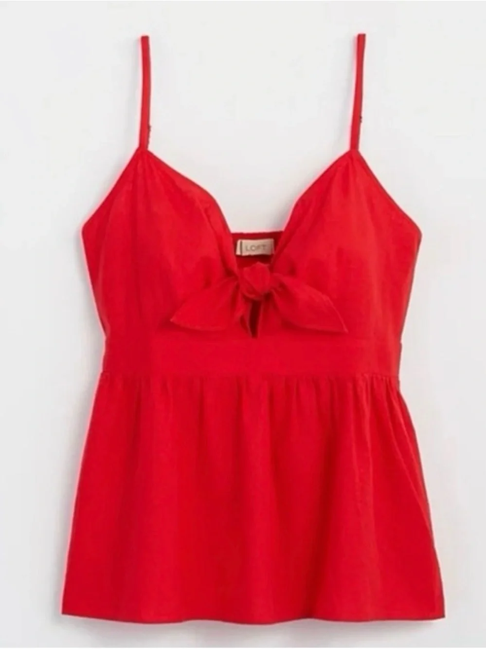 LOFT Red Tie-Front Spaghetti Strap Camisole - Picture 2 of 9